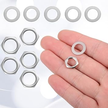 6 Set Jack Socket Nut with Washer, Guitar Input Output Jack Socket Nut and Washers US Thread 3/8