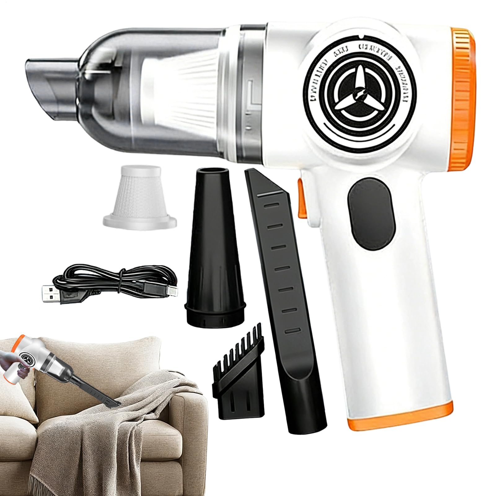 Mini aspirateur sans fil puissant 15000Pa pour nettoyage intérieur de camping car