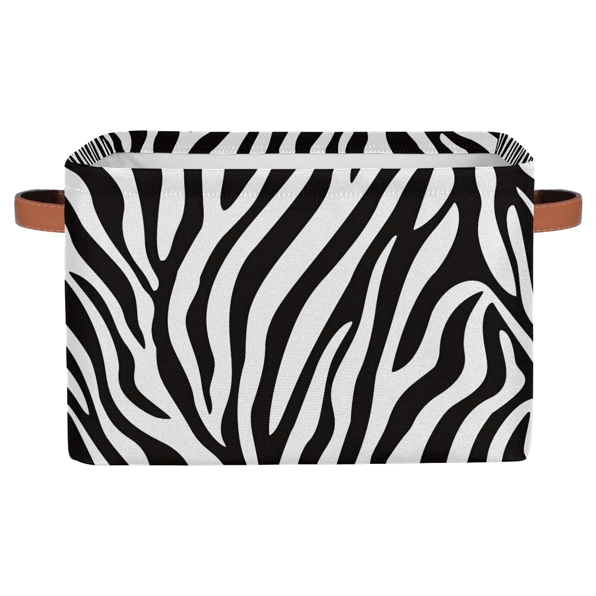 Kaifanee Storage Bins Foldable Cube Storage Baskets, Black And White Zebra Animal Skin Pattern Closet Shelf Organizer, Decorative Basket for Nursery Kids Bathroom Home Office