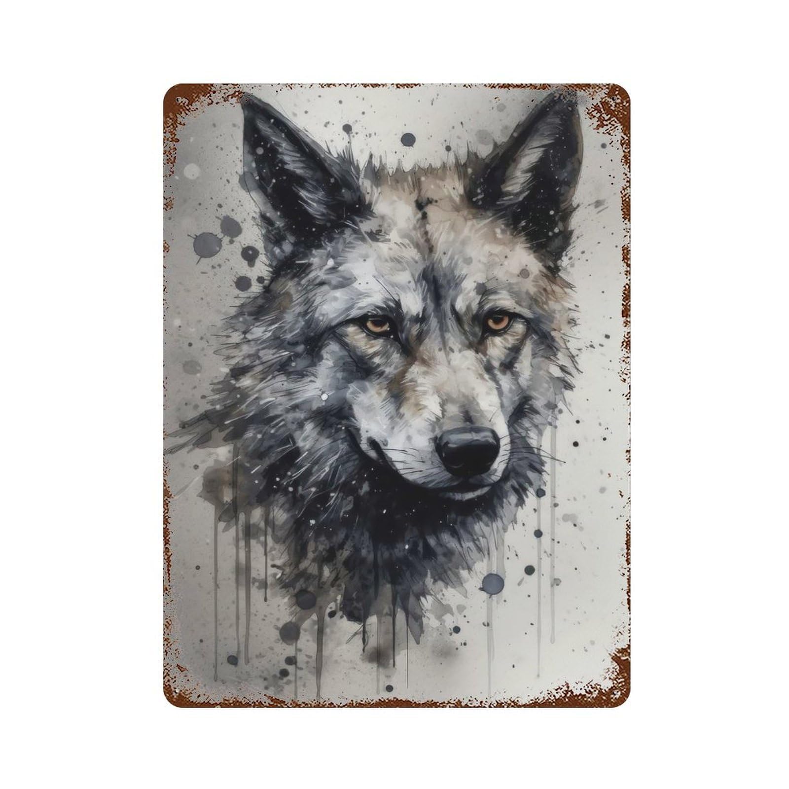 Wolf Beauty Black Ink Decorative Tin Sign 15.7"x11.8", for Farmhouse, Kitchen And Entryway Decor, Shabby Chic Decor