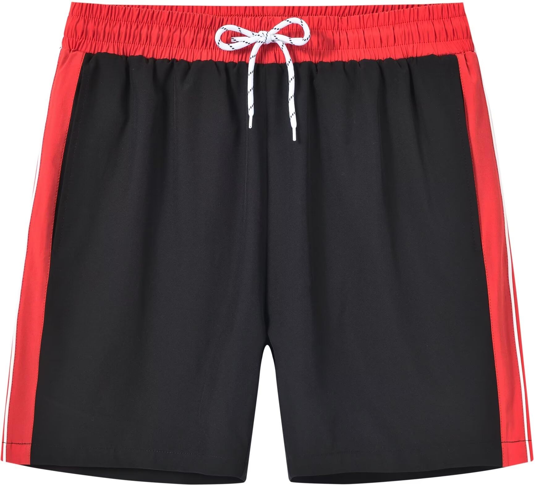 Tyhengta Men's Swim Trunks Color Block Quick Dry Shorts with Zipper Pockets and Mesh Lining Black 30