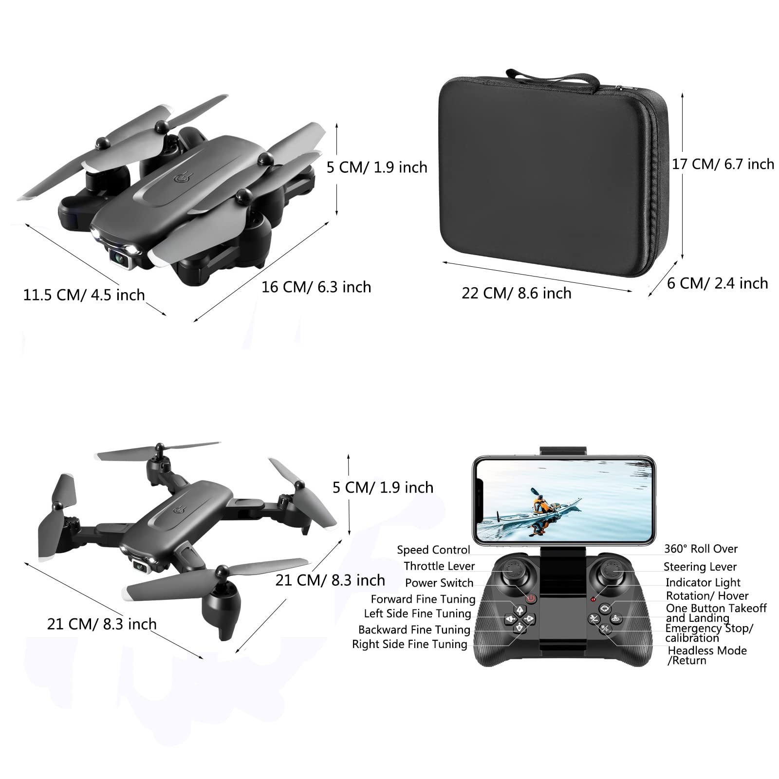 Professionnel Drone Avec Caméra 6k, Drone Pliable à Double Caméra Avec Enregistrement Vidéo, 54 Minutes De Vol Avec 3 Batteries, Rc Quadcopter Drone Jouet Cadeau Adulte Pour Les Enfants
