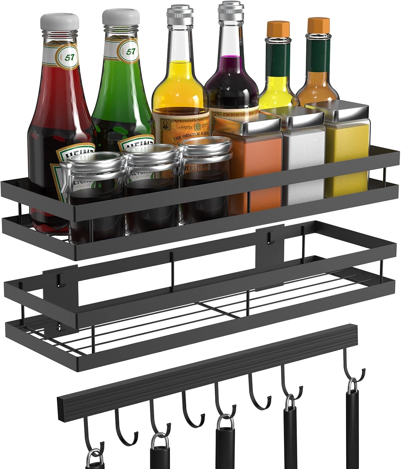 TZAMLI Küchen Organizer Edelstahl - Hängeregal Mit 2 Körben Für Kühlschrank