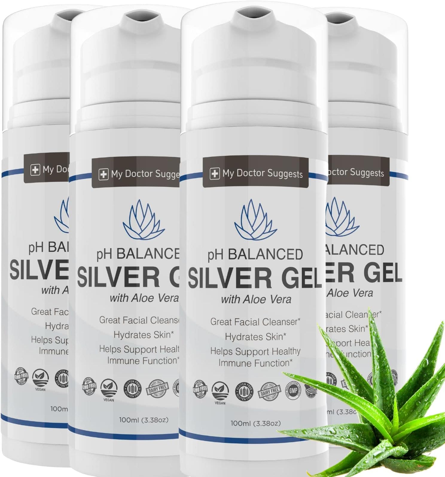 pH Balanced Structured Silver Gel with Aloe Vera - Strong 30ppm Silver Gel in a 3.38oz Easy Pump Container (4)