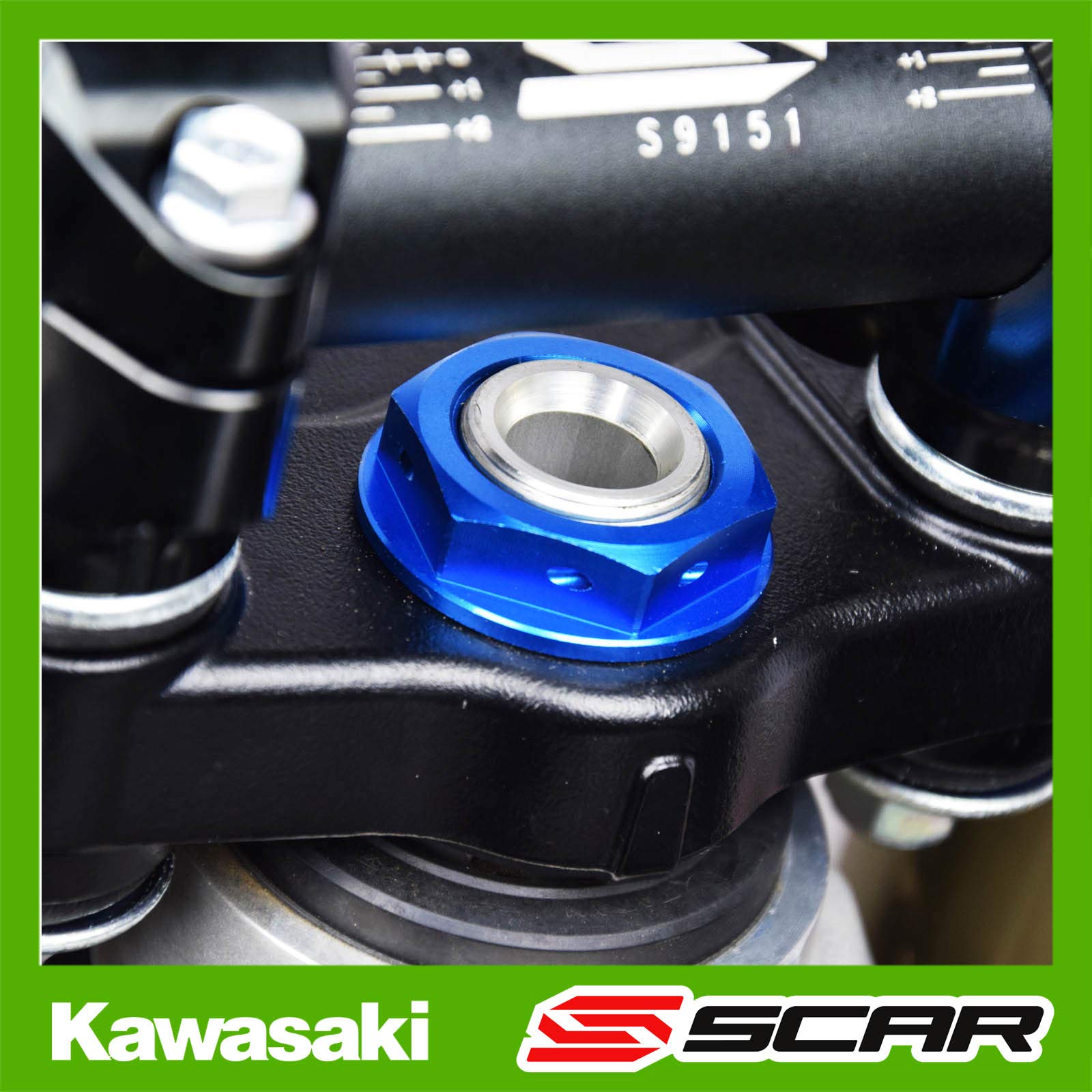 SCAR Ecrou de colonne de direction Compatible avec KAWASAKI KX 65 85 100 125 110/L KLX D-TRACKER 125 150BF 150S 300R 88-22 - Bleu