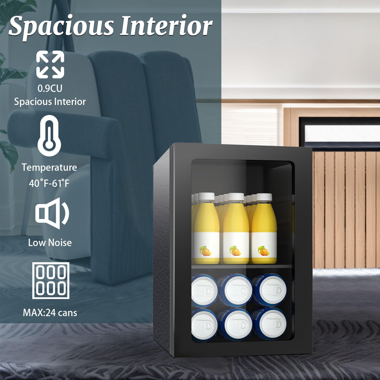 Doghly 1.7 Cu.Ft Beverage Refrigerator Cooler, 72 Cans Mini Fridge With Glass Door, And Temperature Controllable Switch For Soda, Beer Or Wine For Office Or Bar With Removable Shelves on Fridge.com - View 5