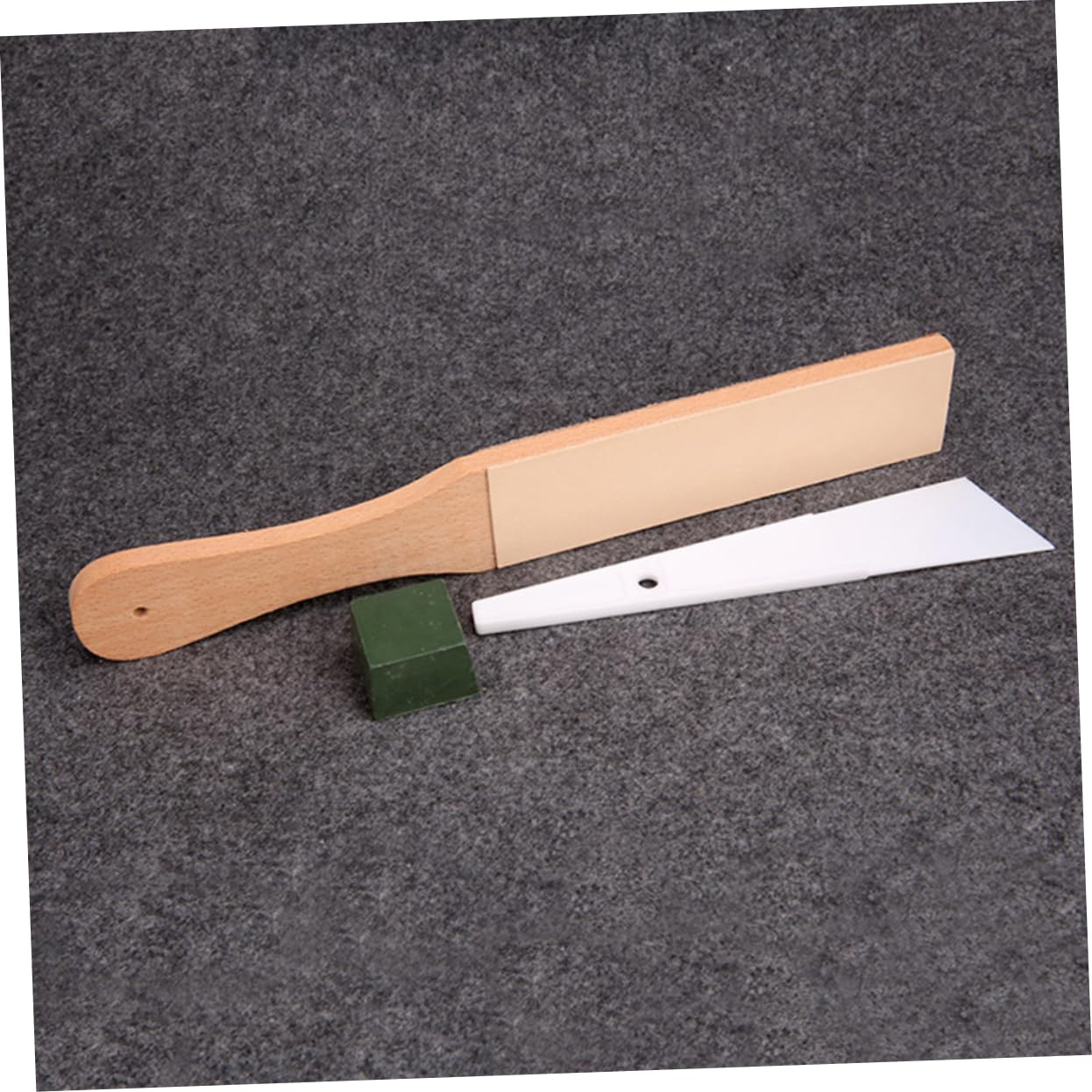Angoily Wood Handle Knife Sharpener Set Double Sided Leather Abrasive Strop for Razor Chisel Clipper