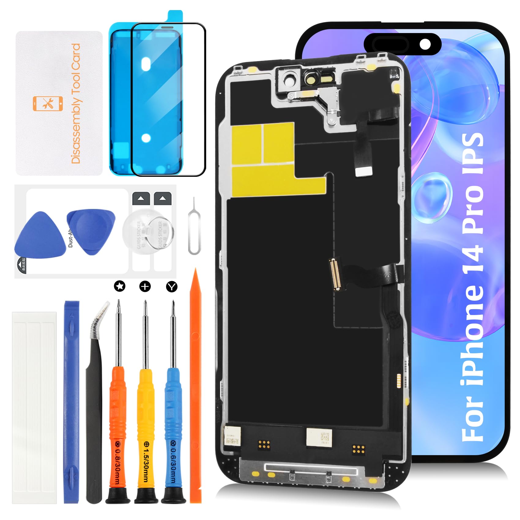 Olivechard incell for iPhone 14 Pro LCD Screen Replacement [ Proximity Sensor Cable+Similar Size Notch] 3D Touch LCD Display Touch Digitizer Screen