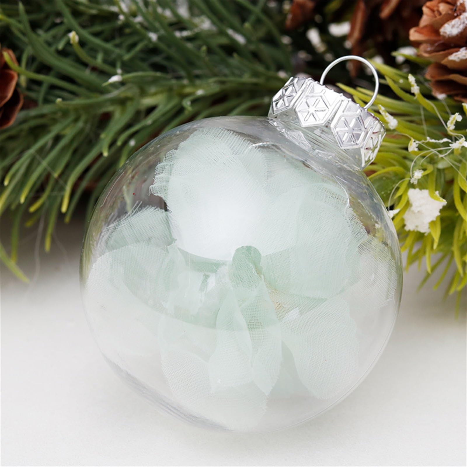 Palline di Natale Set di palline di Natale in PET trasparente con rete verniciata da 6 cm/24 pezzi per Albero di Natale, Festa, Matrimonio