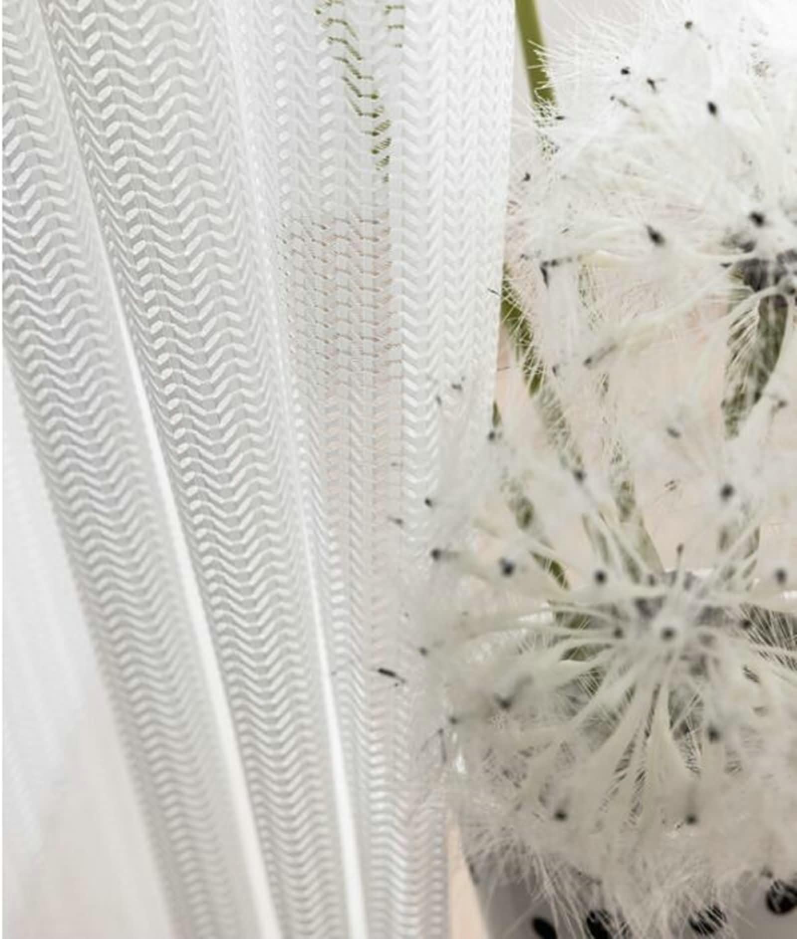 Weiß Vorhänge Polyester 214 Höhe mit Haken, Einfarbig Voile Vorhänge 2er Set für Wohnzimmer, H214 x B132 cm