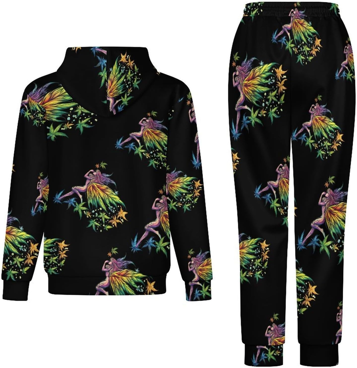 Weed Fairy Leaf 2 Piece Tracksuits Sports Jogging Sweatsuits Set for Men Women
