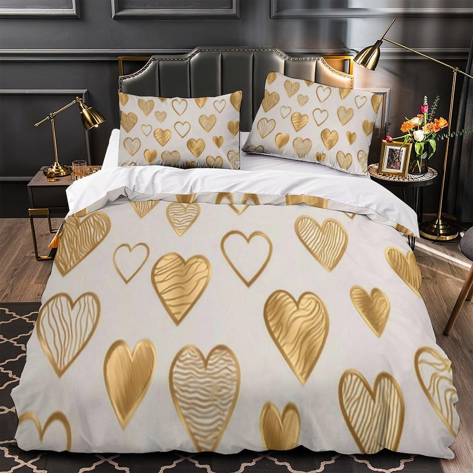 Housse de couette 200x200 3D GlowingRose en microfibre douce style art numérique pour adolescent