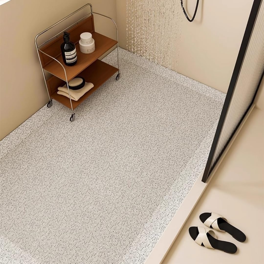 Alfombrilla de baño de PVC para Ducha y baño, Estilo Romano, Suave, de Secado rápido, Antideslizante, de Goma Tipo lufa, para bañera, Ducha y Suelo de baño (Gris Claro, 100x120cm)