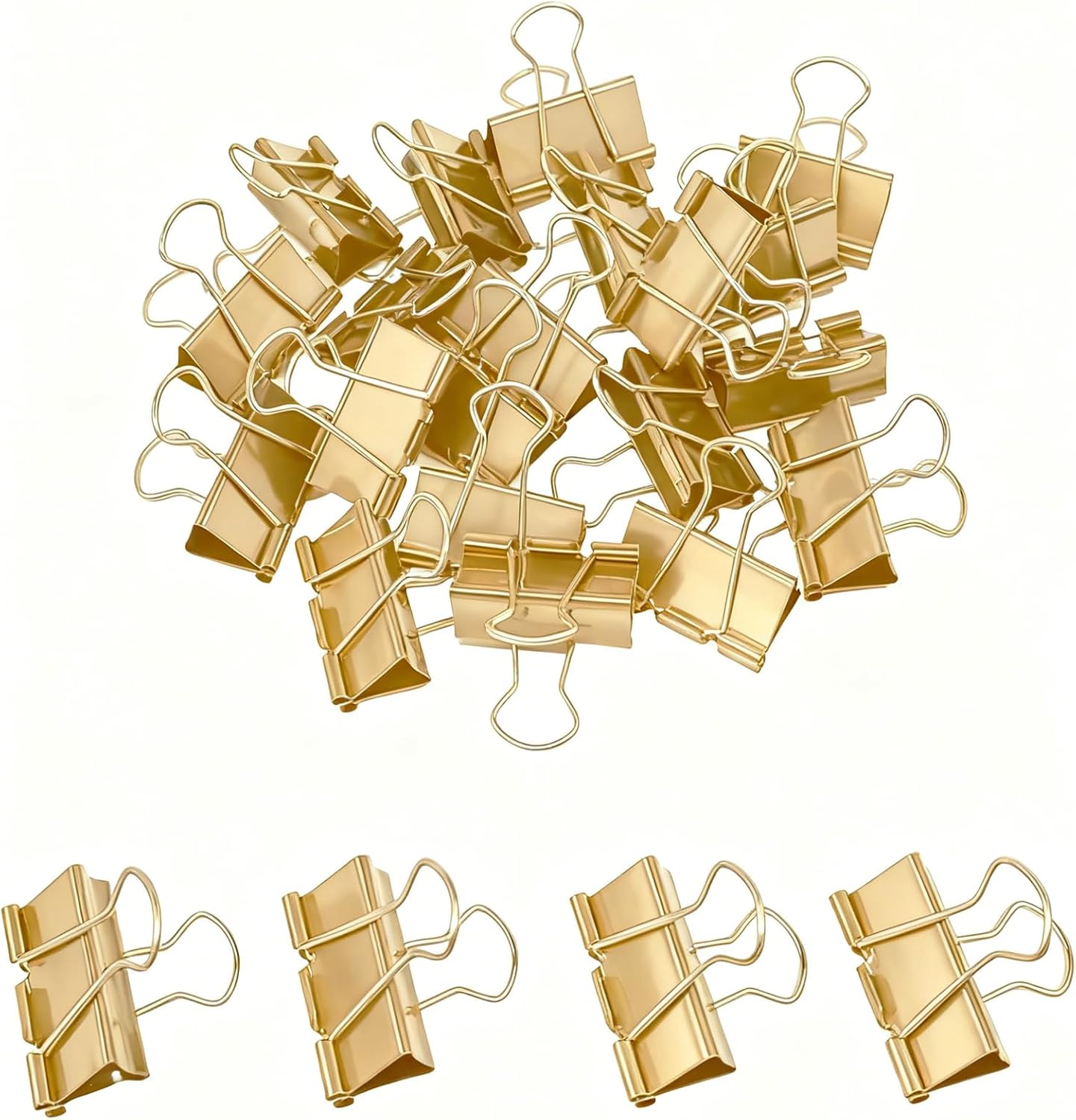 24Pcs Binder Clips 1.25in Paper Clamps File Clip (Gold)