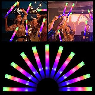 Glow Sticks Bulk,32 Pack LED Foam Glow Sticks,Glow in The Dark Party Supplies with 3 Modes Colorful Flashing,Glow Sticks Party Pack for Parties,Wedding,Birthday,Raves,Concert,Halloween,Christmas