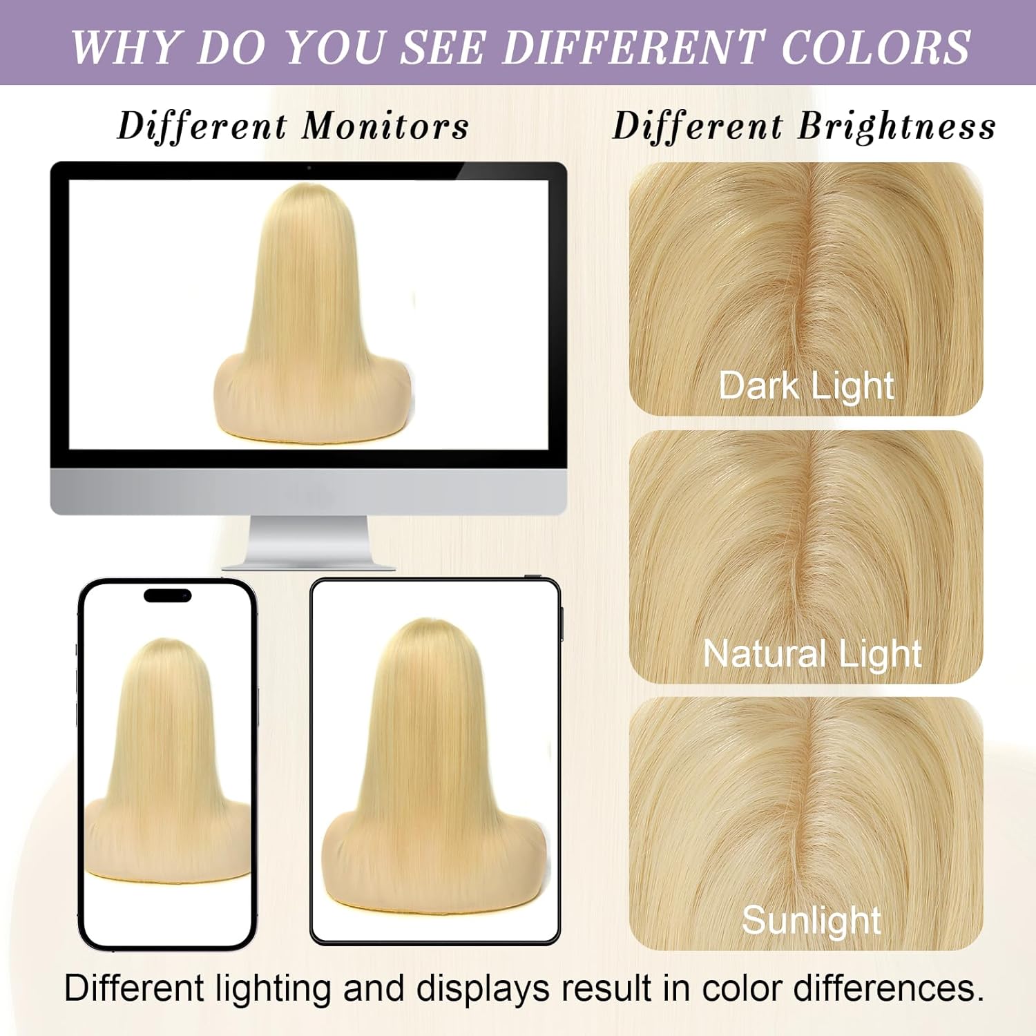 14 Inch Length Hair Toppers for Women with Thinning Hair, 3x5 Inch Injected Silk Base 130% Density Hairpieces #613 Bleach Blonde