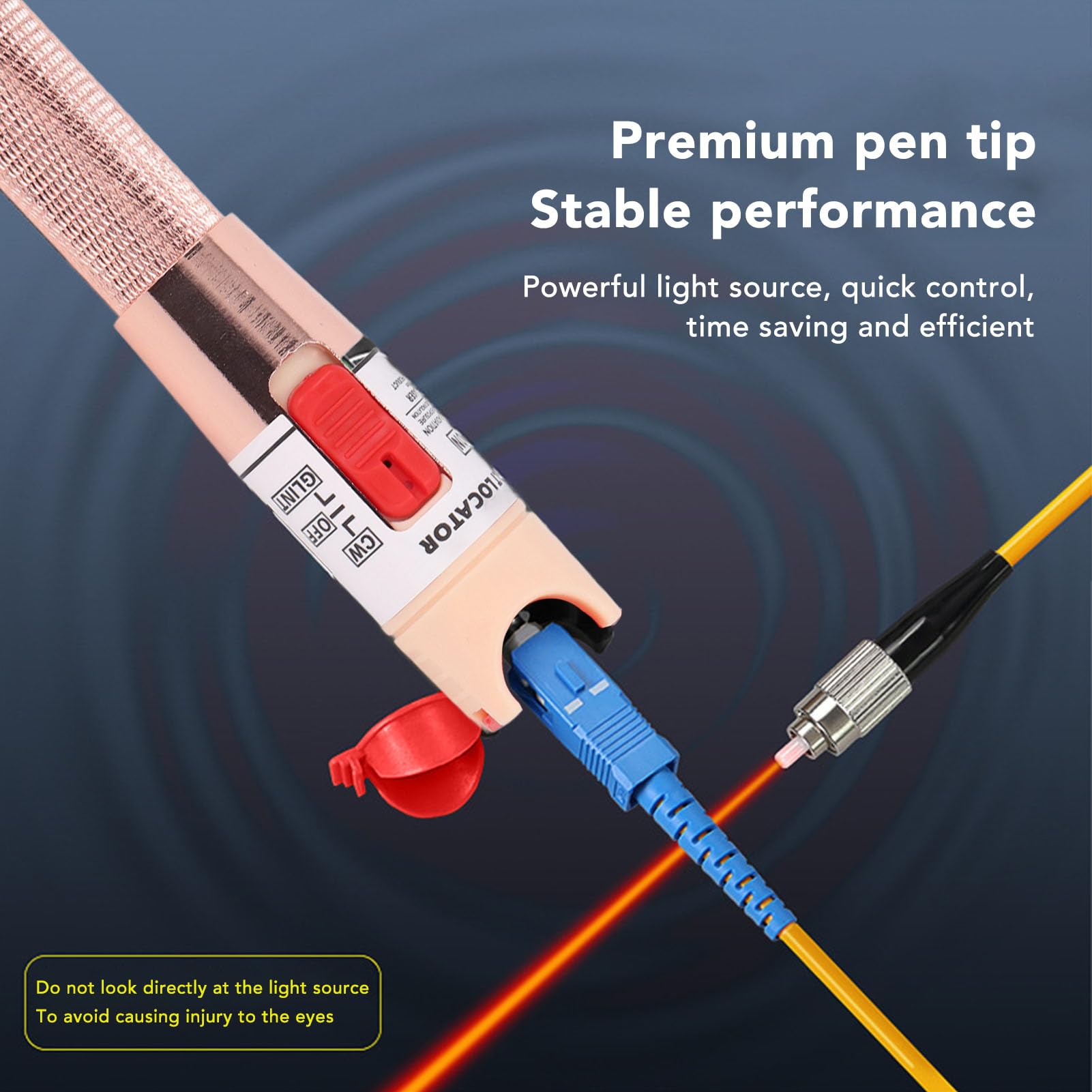 Stylo de Localisation Visuelle des Défauts, Testeur de Câble à Fibre Optique à Lumière Rouge VFL 50 MW 50 Km, Longueur D'onde 650 Nm ± 10 Nm, Détecteur Visuel Universel de