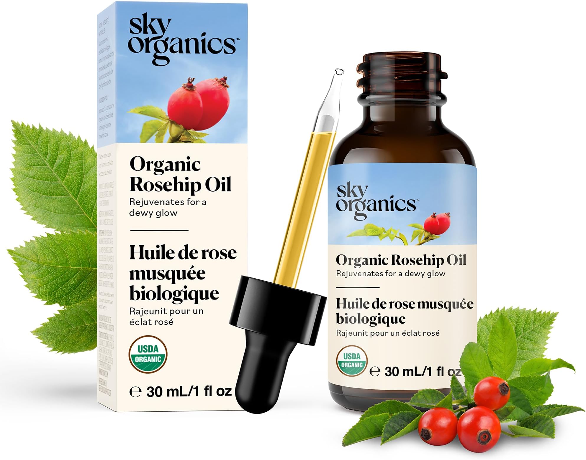 Travel Size Revitalizing Glow Face Oil, Rosehip Oil for Face โ Nourishes Without Clogging Pores, Rosehip Seed Oil Organic for Bright Skin, 100% Pure Rose Hip Oil, Cold-Pressed