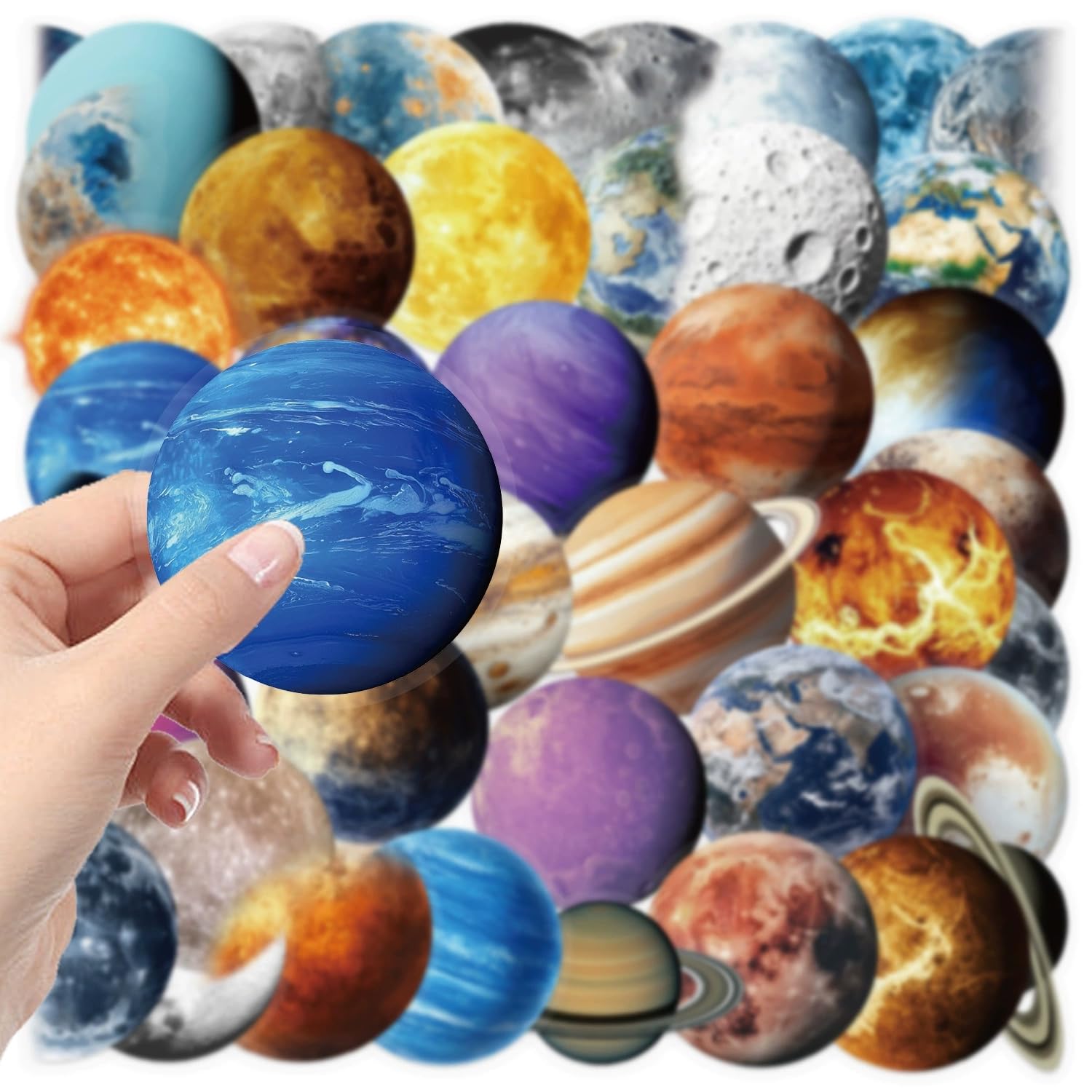 Set di adesivi murali con specchio a forma di luna bohémien per la