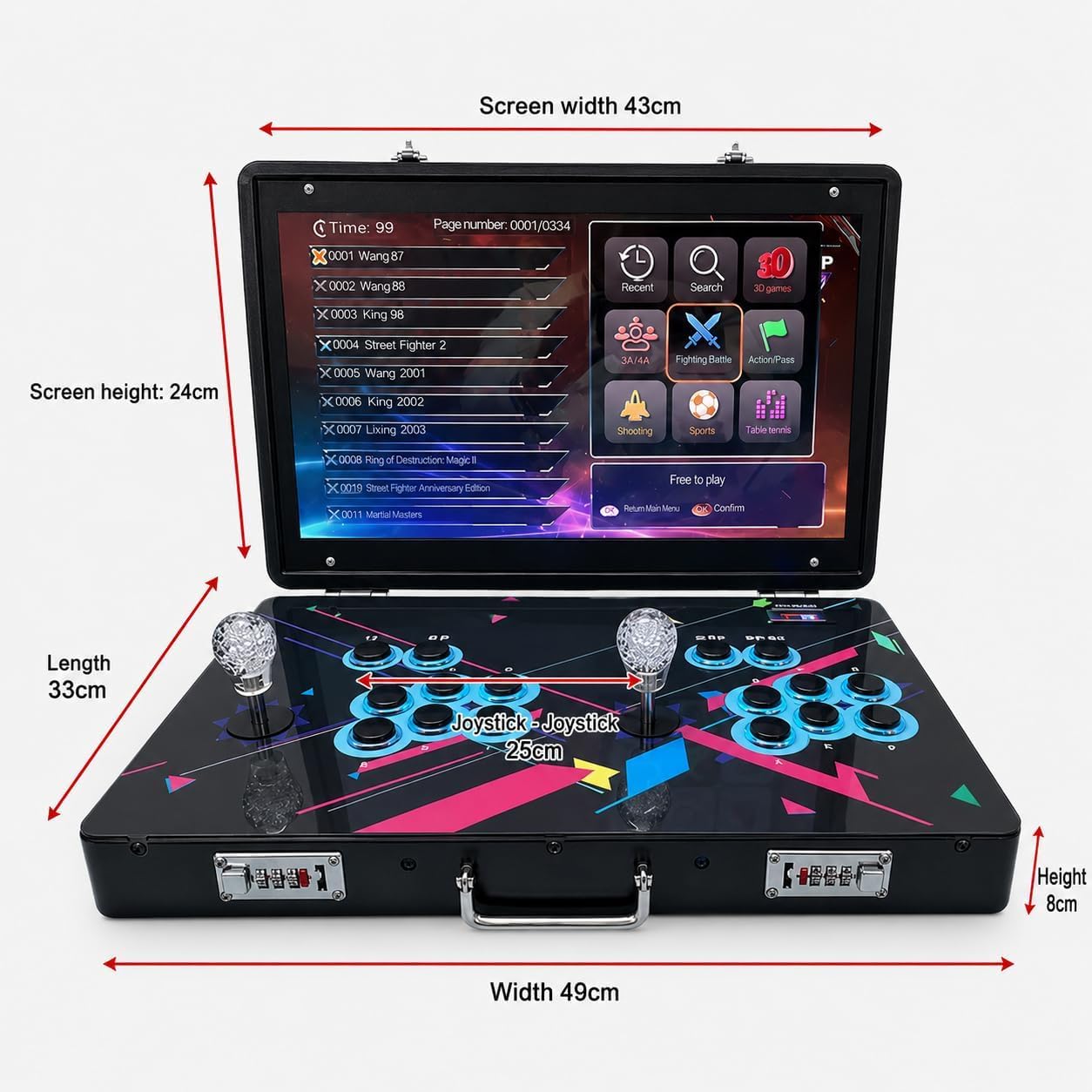 Console Arcade 35000-in-1, schermo pieghevole da 21 pollici, memoria da 128