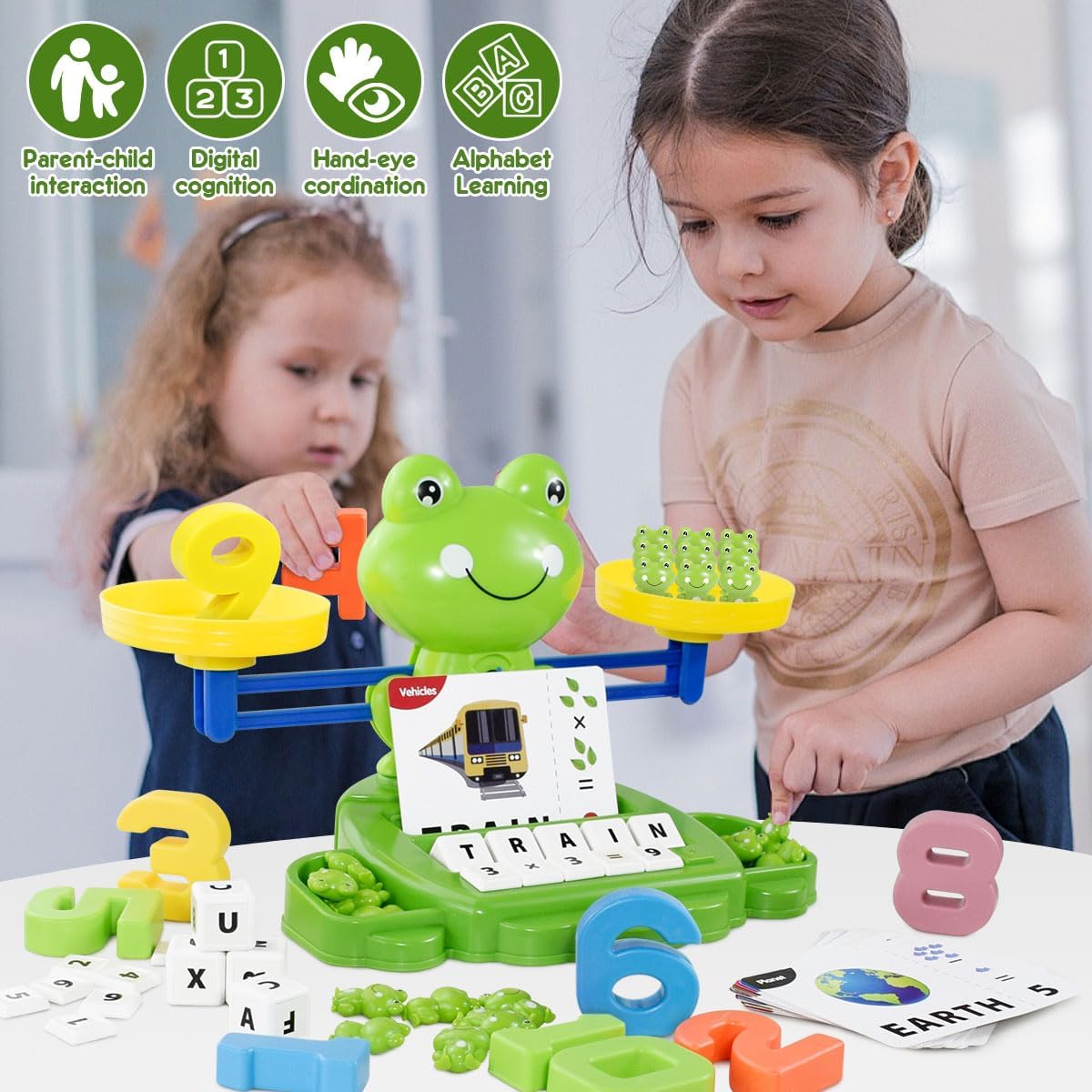 3 in 1 Frog Balance Scale Games, Preschool Learning Activities, Math and Alphabet Learning Toddler Games, Math Manipulatives for Classroom, Montessori Educational Toys for 4 5 6 7 8 Year Old