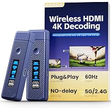 Wireless HDMI Transmitter and Receiver 328FT/100M,4K Decode Plug & Play Portable 5G+2.4G Wireless HDMI Remote Control Extenders for Video/PC/Projector/TV Box
