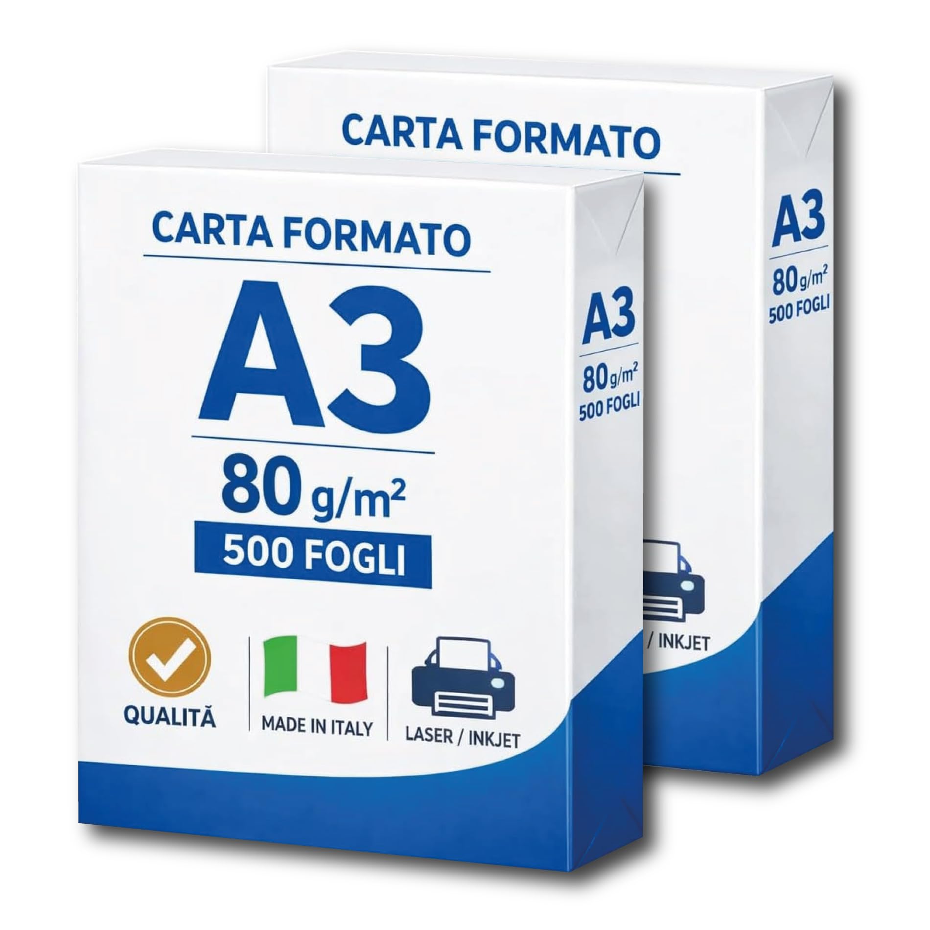 Risma Carta Formato A3 per Stampanti Fotocopiatrici multifunzione Laser e Inkjet, Bianca, 80 g/m², Qualità Naviator adatta per Ufficio, Scuola, Locandine, Libri e Cataloghi (2 Risme - 1000 Fogli)