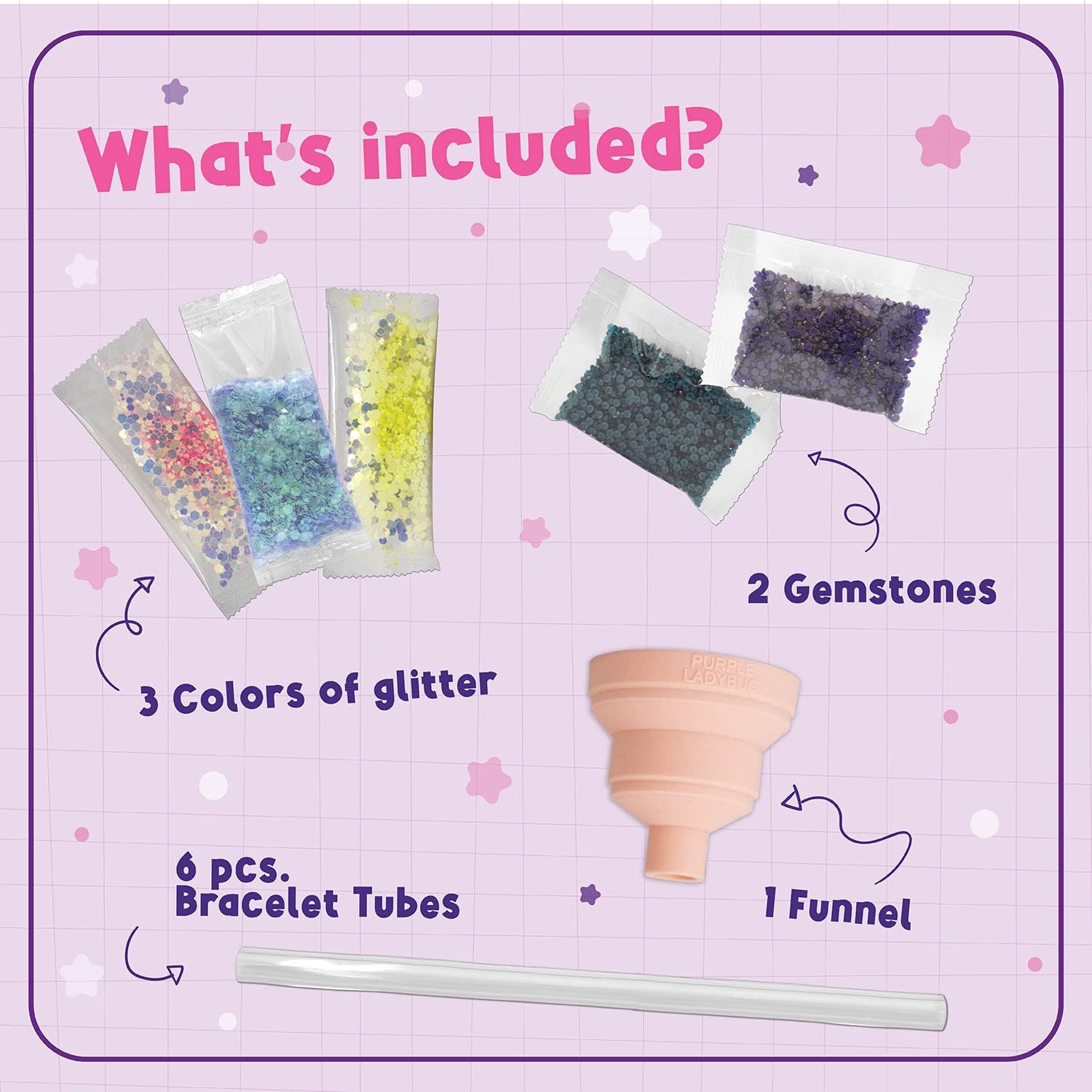 PURPLE LADYBUG Glitter Water Bracelets Crafts for Girls Ages 8-12 - Cute Girls Gifts Age 8-10 & Tween Easter Basket Stuffers - Friendship Bracelet Kit for Girls 6-12, Jewelry Making Kit for Girls 8-12 : Toys & Games