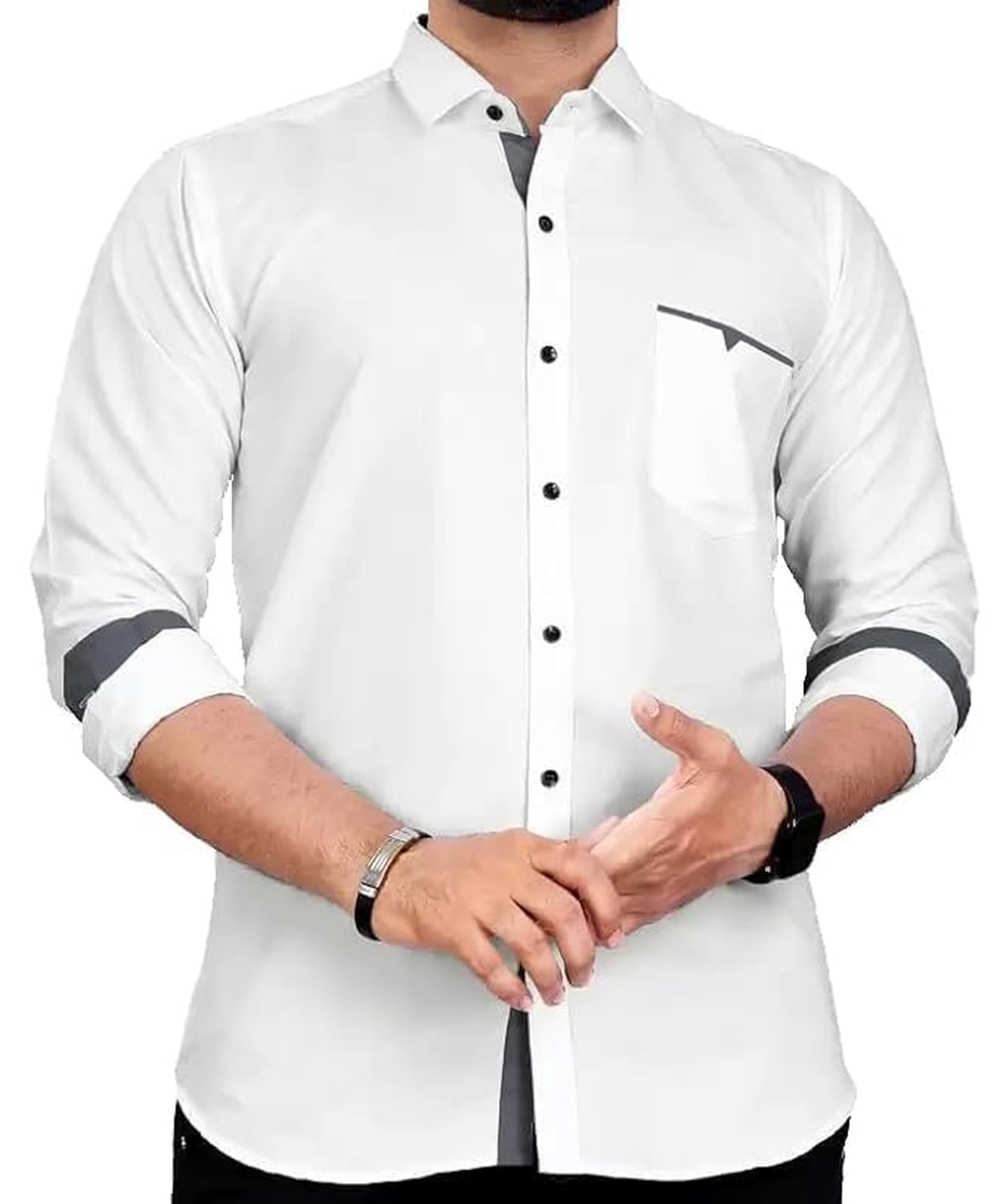 CB-COLEBROOK Men's Regular Fit Solid Soft Touch Cotton Casual Shirt with Pocket Design with Spread Collar & Full Sleeves (Available in Plus Size)