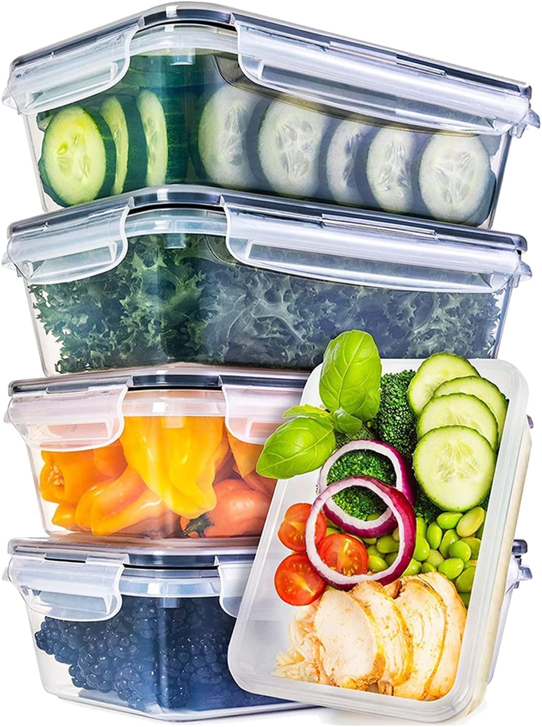 - Fridge Storage Containers, Plastic Container for Kitchen Storage Box with Lids - Snap-Seal (4-pc) 1000ml,Black