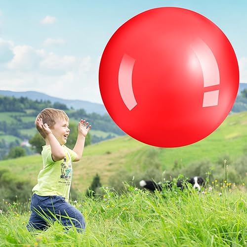 Miniatura 4 de Jenaai 2 bolas de rebote grandes de 30 pulgadas, bola de goma gigante inflable gigante para hacer ejercicio al aire libre, pelota de salto para