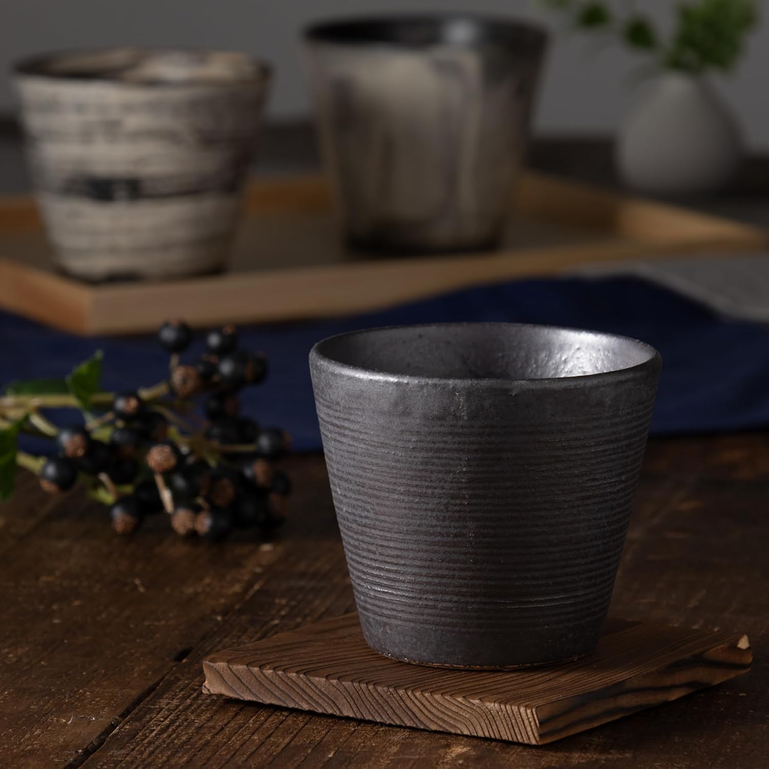 Marui Pottery MR-3-4655 Iga Ware Spoon, Length 5.1 inches (13 cm), Iwashimizu, Blue