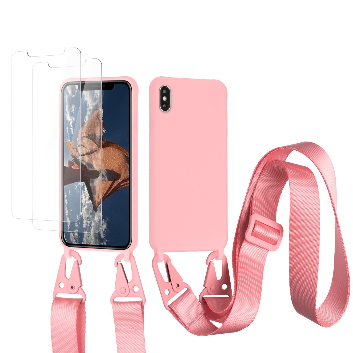 vrupin Funda Compatible con iPhone 13.con (2 x Protector Pantalla)con Cuerda Case con Ajustable Cordón.Silicona Líquida Funda-Loto Color — view 48