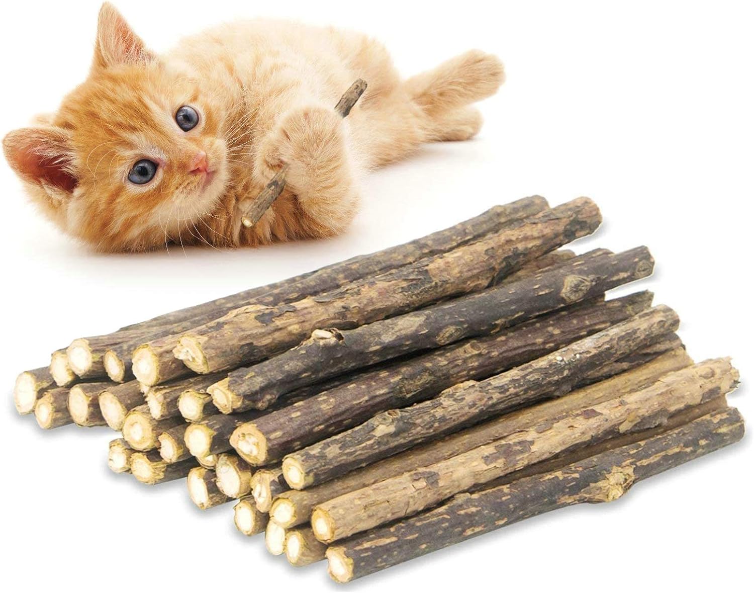 rosyclo 20PCS Cat Chew Silvervine Sticks, Organic for Dental Care Natural Catnip Sticks, Teeth Molar Toys for Kitten Kitty