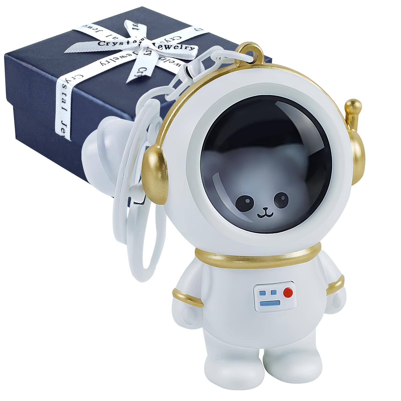 Cute Astronaut Keychain with Sunset Light, Kawaii Cool Key Chain Holder Fun Space Charms Keychains for Backpacks