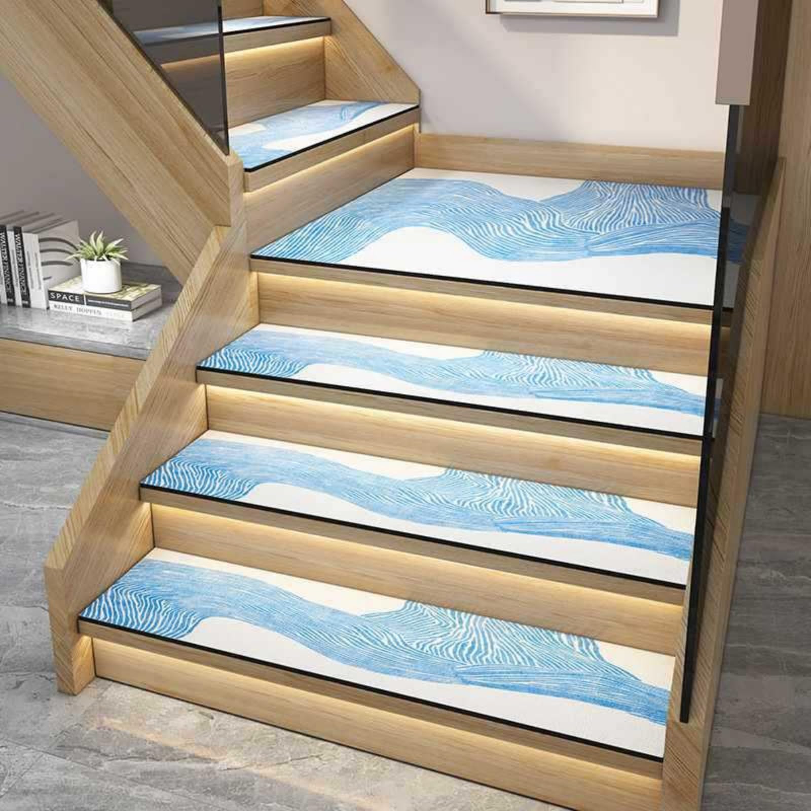 Alfombra para escaleras con estampado simple de moda ideal para proteger el hogar con mascotas