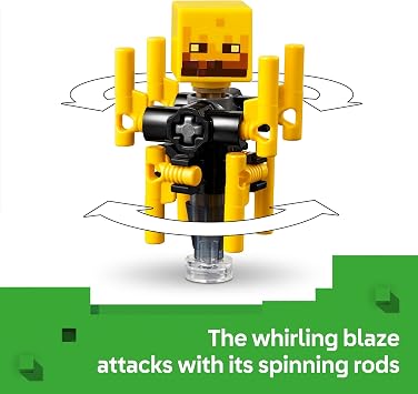 LEGO Minecraft The Nether Lava Battle Toy and Playset - Building Minecraft Toy for Kids, Ages 6+ Alex, Wither Skeleton, Blaze and Strider Figures for Pretend Play - Gift Idea for Birthdays - 21266