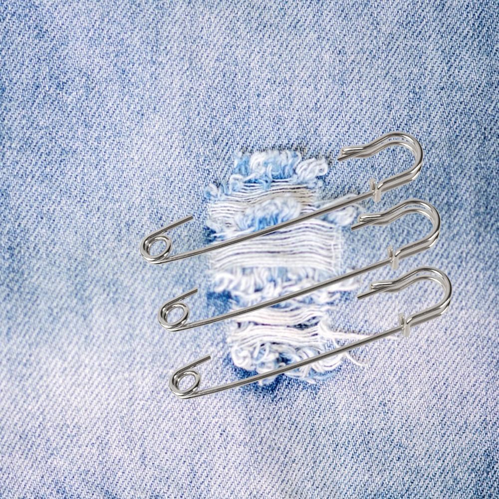 30 Pcs Extra Large Safety Pins, 3" Heavy Duty Steel Metal Lock Pin Fasteners for Blankets, Skirts, Crafts, Kilts (Silver)