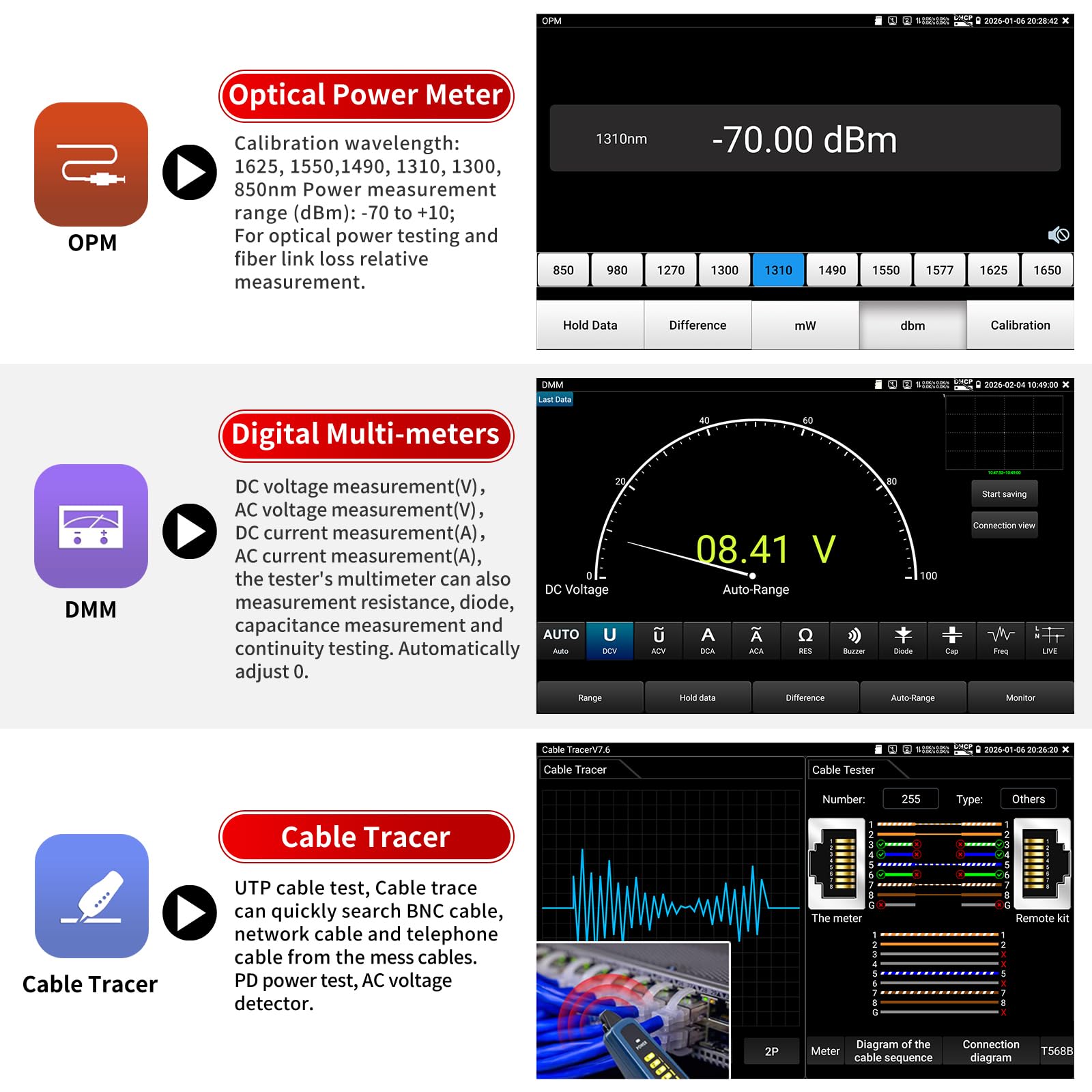 Rsrteng CCTV Tester - 4K IP Camera & POE Tester -6