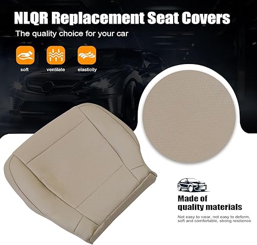 Miniatura 3 de NLQR Funda de asiento de piel de microfibra de repuesto para parte inferior del lado del conductor, color marrón claro, #HG o EG, compatible con