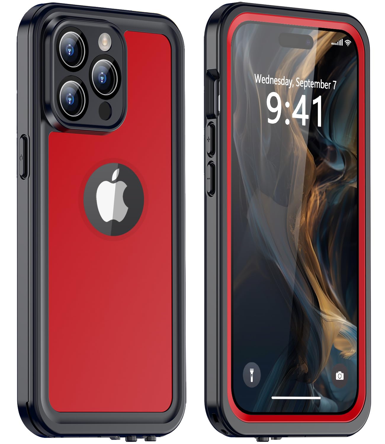 Coque iPhone 15 Pro Max étanche rouge stop aux rayures et chutes d'eau - 8