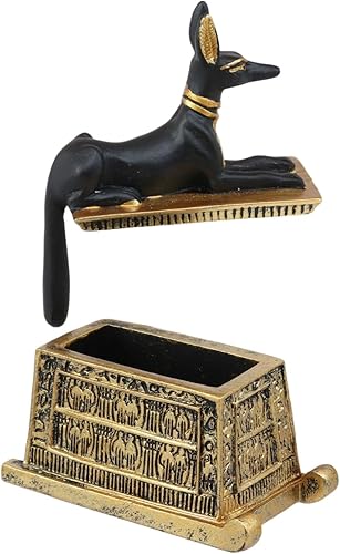 Miniatura 7 de Ebros Dios Egipcio Jeroglífico Anubis Perro Cartucho Egipcio Miniatura Caja En Acabado Negro Y Oro Figura Dioses Y Diosas Antiguas Deidades