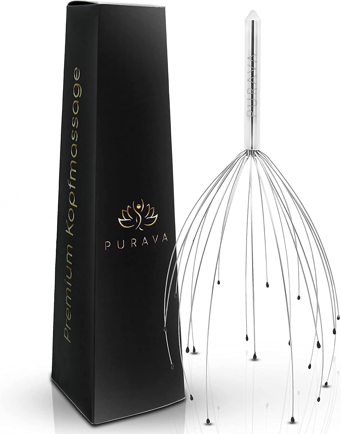 (Original - Premium Head Massager with Metal Handle and Improved Design - Scalp Scratcher Massage with 20 Fingers for Relaxation and Scalp Stimulation - Head Massager Tool Ideal as a Gift