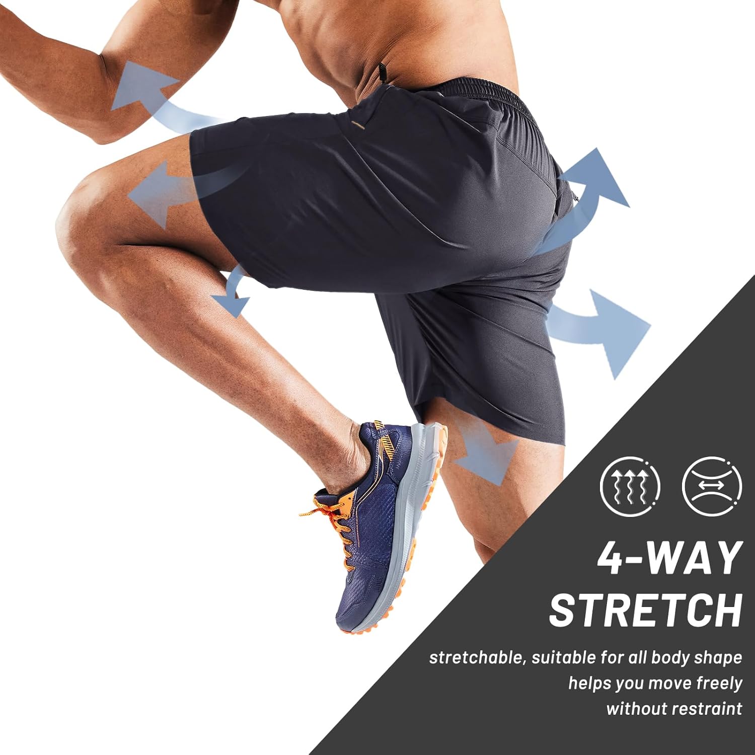 MIER Men's Quick Dry Running Shorts with Zipper Pocket Elastic Waist Athletic Workout Exercise Shorts