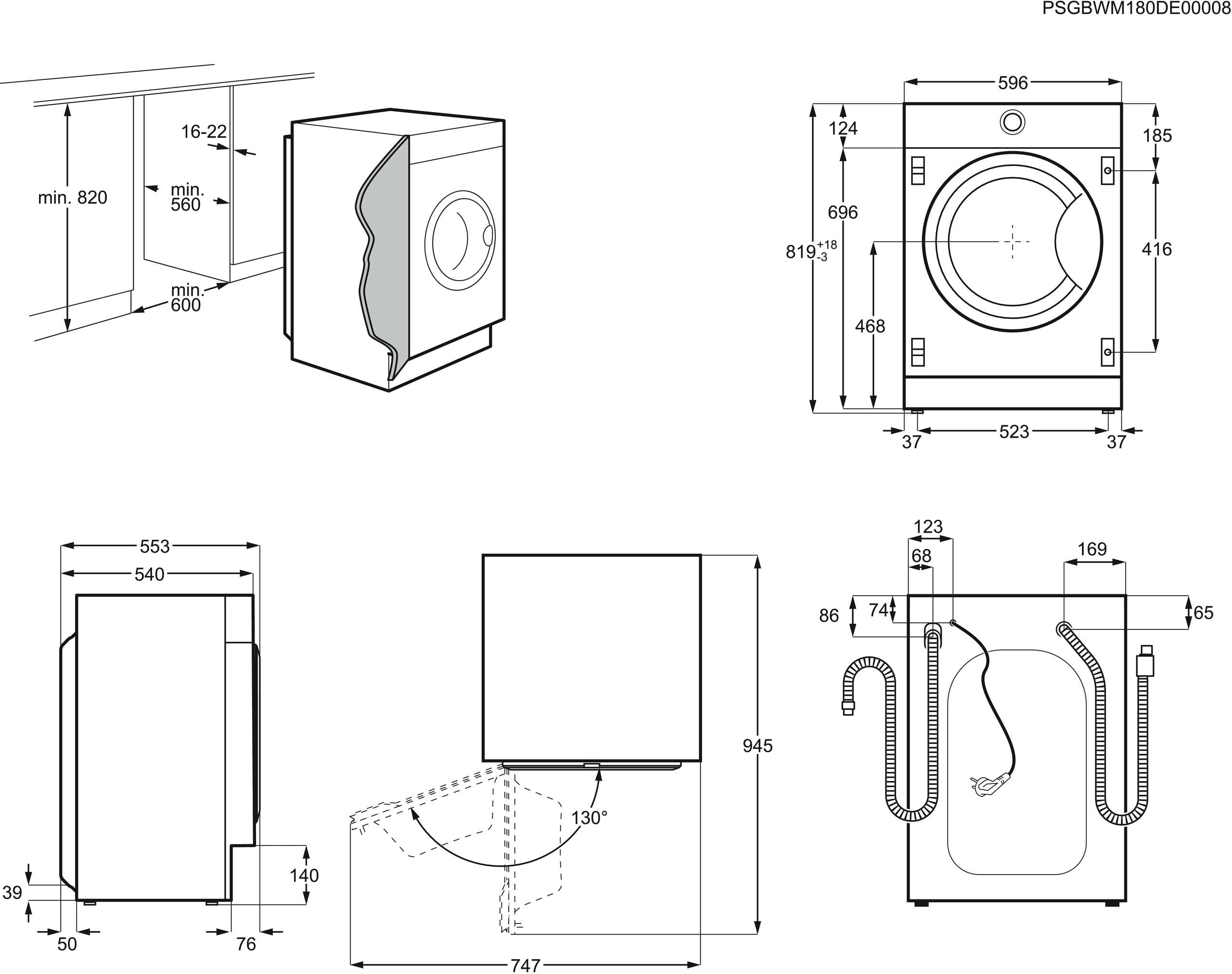 AEG L7WEI7680 Waschtrockner DualSense 8 kg Waschen 4 kg Trocknen ProSteam Weiß