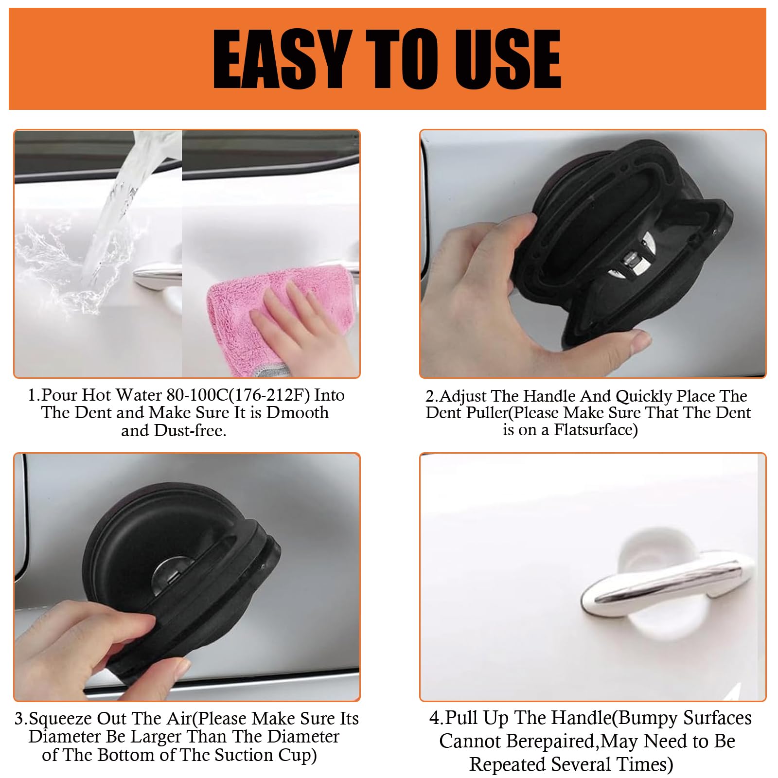 YcsRnn 3 Pack Car Dent Puller, Dent Removal Kit for Automotive Bodywork, DIY Dent Repair Tool with Suction Cups, Suitable for Smooth Surface Imperfections and Household Tasks - 4