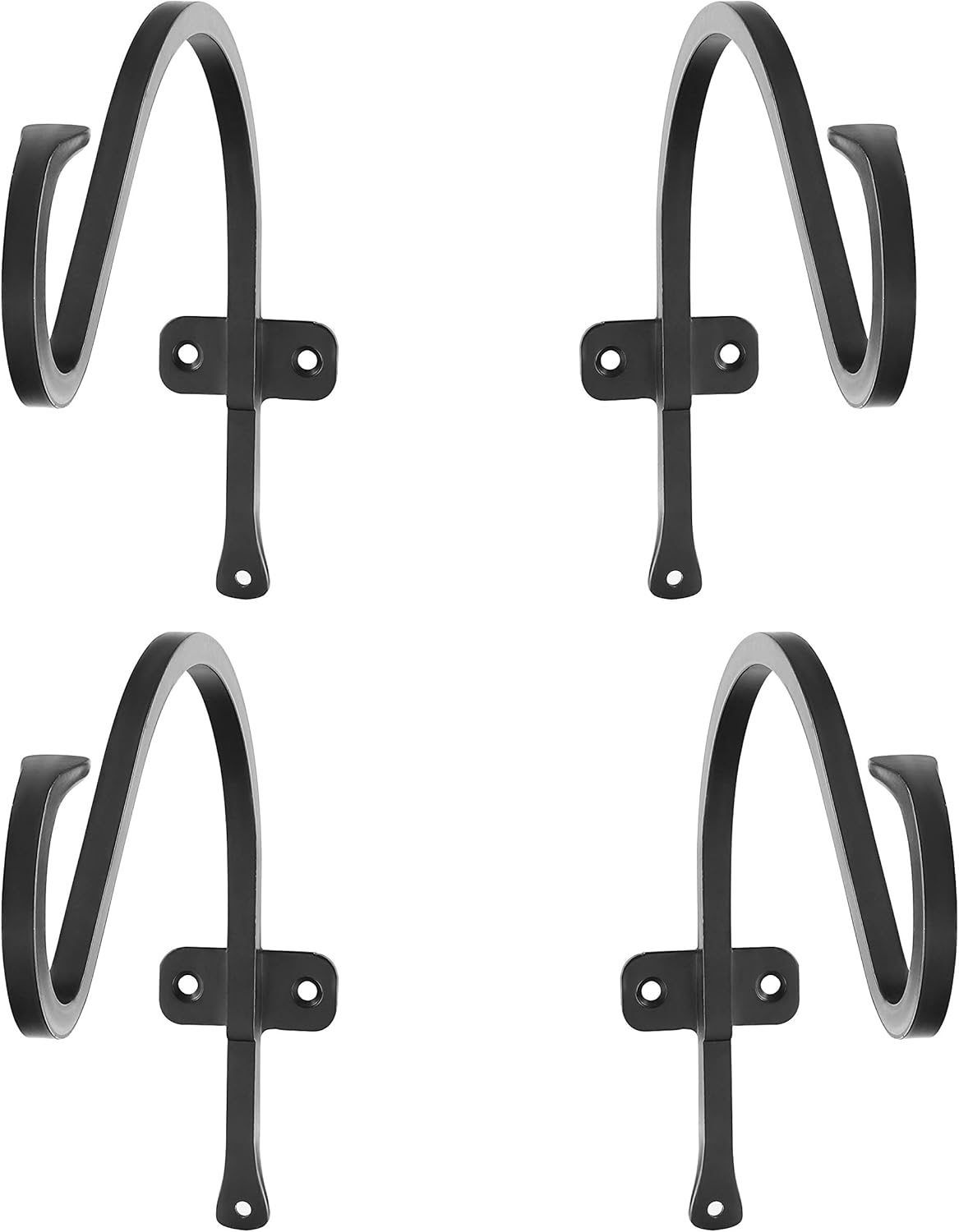 Hanging Plant Bracket (4 Pack - 12 inches), Sturdy and Stable Wrought Iron Plant Hanger Bracket Outdoor, Strong Metal Hooks for Hanging Plant, Flower Basket/Lantern/Bird Feeder Hanger (4Pack-12inches)