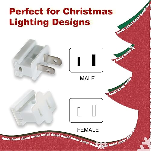 Miniatura 8 de Paquete de 25 enchufes de vampiro, enchufe macho de repuesto de 2 puntas, enchufes eléctricos, extremos de repuesto de cable de extensión para luces