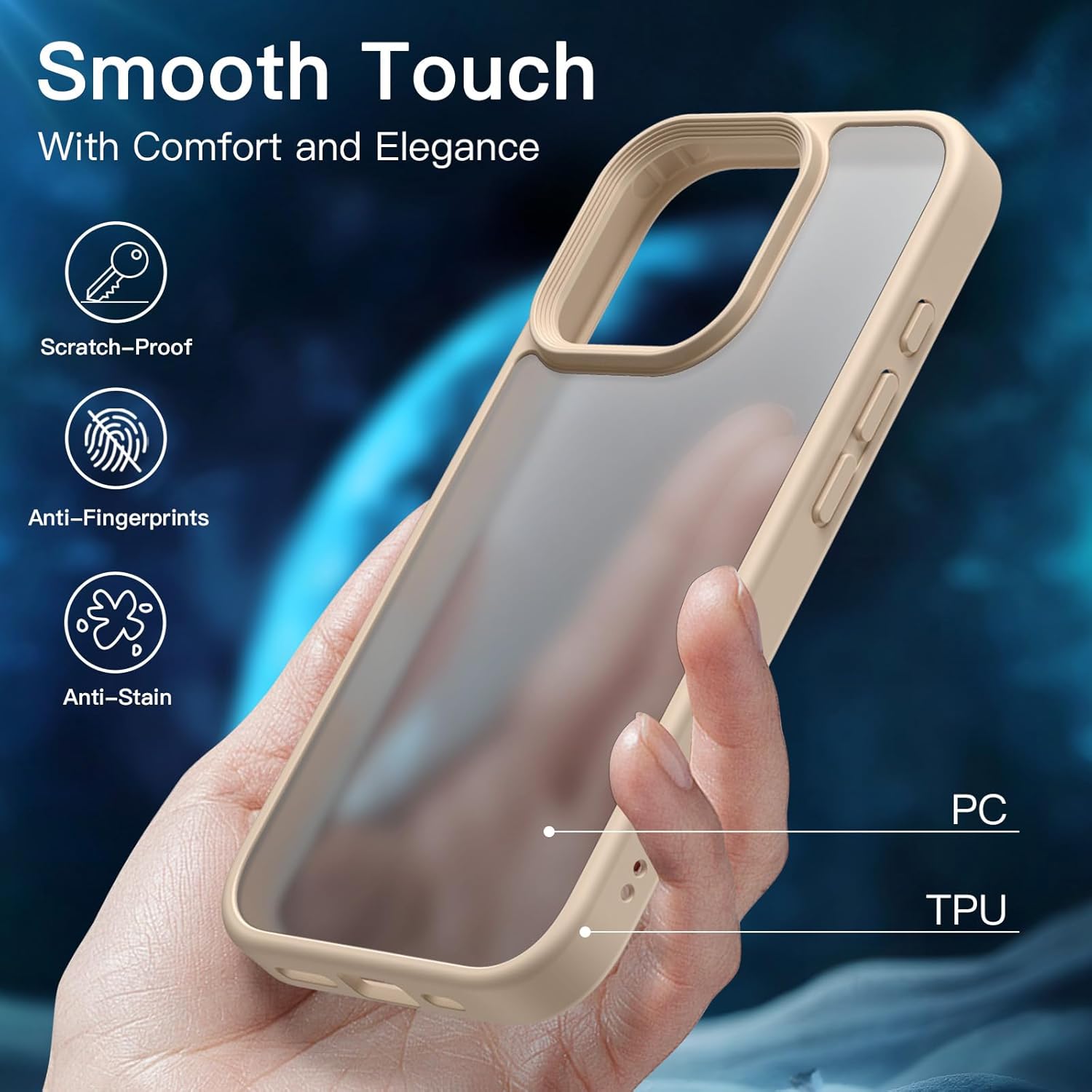 JETech 5 in 1 Matte Case for iPhone 16 Pro 6.3-Inch with 2-Pack Each Tempered Glass Screen Protector and Camera Lens Protector, Translucent Back Shockproof Phone Cover (Desert Titanium) 5 71e9PumlsGL. AC SL1500