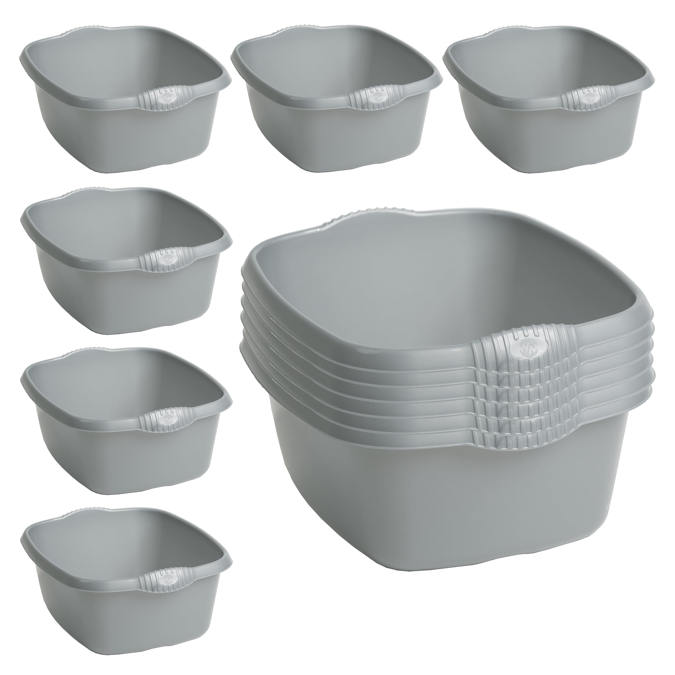M1ss Silver Large Rectangular Washing Up Bowl, 12 Litre, High Grade 39Cm Rectangular Basin Kitchen Mixing Bowls Sink Tidy Bowl Kitchen Sink, Basin Mixing, Tidy Organizer (Set Of 12)